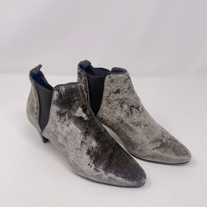 SixtySeven Gray Brown Velvet Slip On Ankle Kitten Heel Booties Size EU 38 US 7